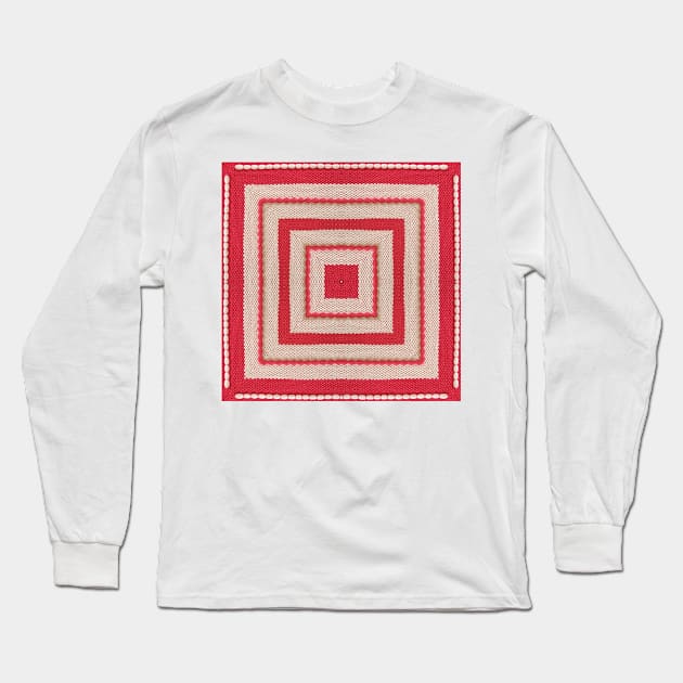 Geometric , Square , Woven Texture , Pattern , Ribbed , Christmas Long Sleeve T-Shirt by justrachna